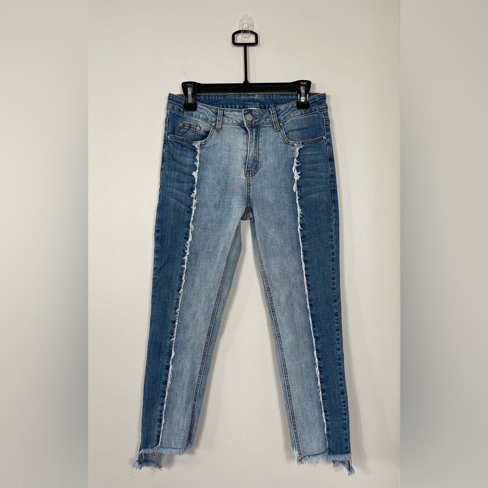 Hayden LA Women's Two Tone Frayed Denim Jeans Skinny Size S